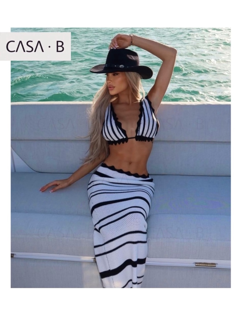 NEW to CASA B💫| Mirabella Halter Triangle Top & Midi Skirt Knit Set